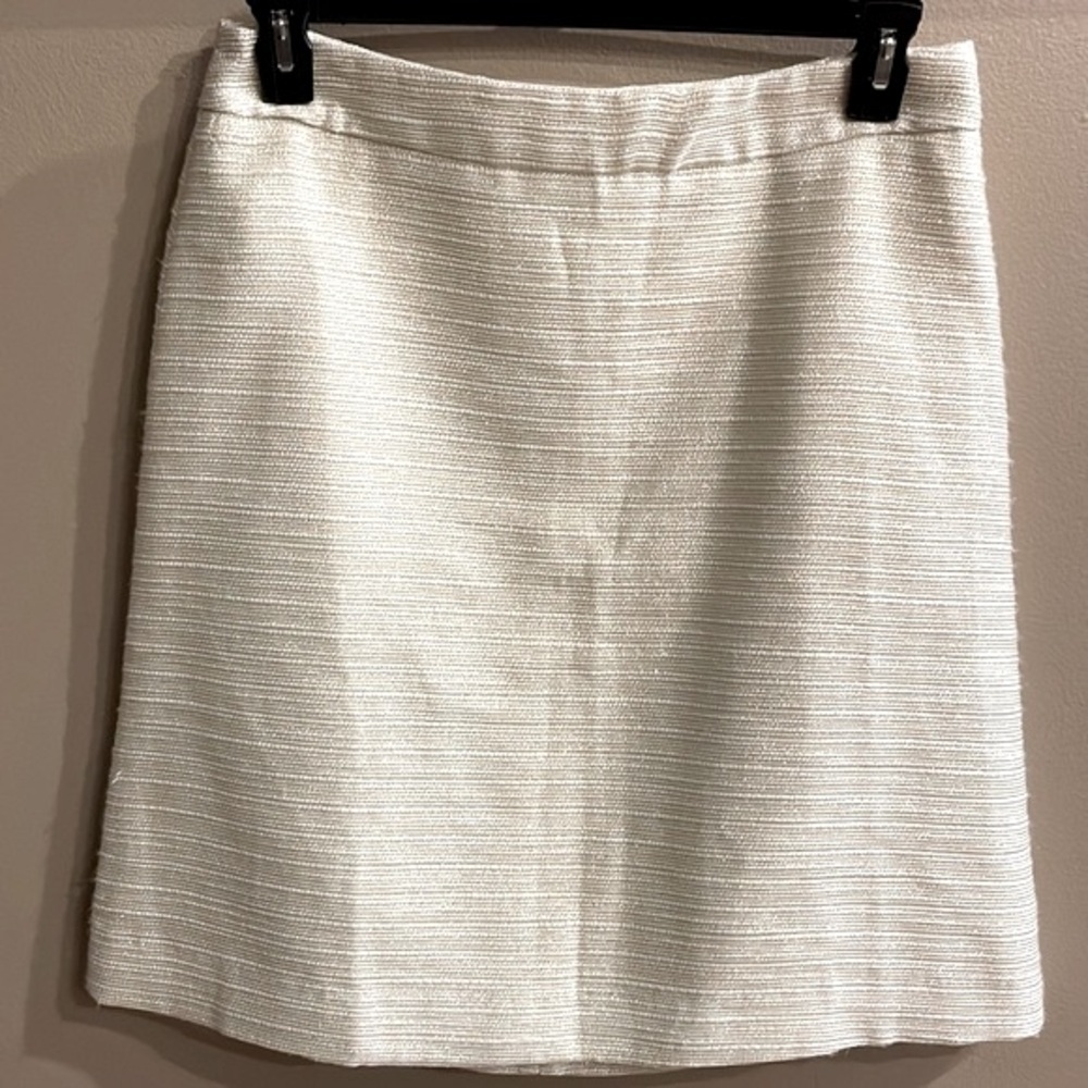 Anthropologie women’s tweed A line skirt textured ivory gold metallic size 12